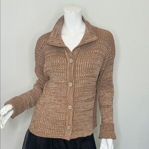 Monrow Brown Textured Knit Cardigan